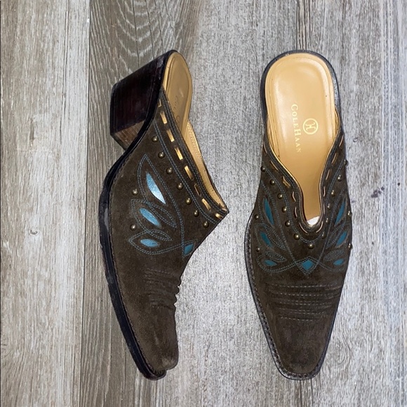 Cole Haan Morgan Suede Studded Mules - Picture 3 of 14